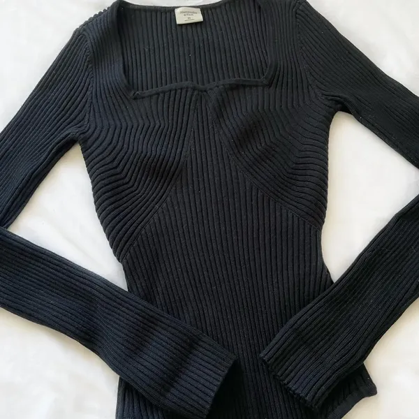 Abercrombie and fitch black square neck sweater bodysuit - Image 4