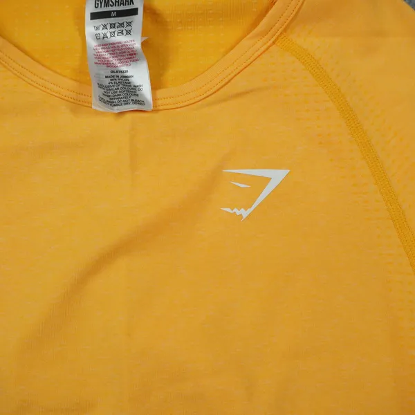 Gymshark Vital Seamless‎ T-Shirt Womens Medium Orange Yellow Marl Activewear Gym - Image 4