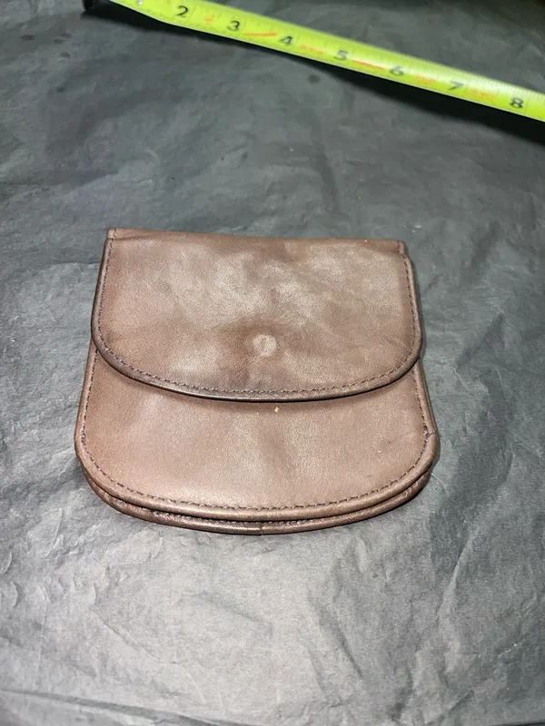 Brown Leather Snap Coin Pouch - Image 2