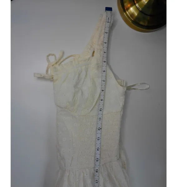 Sim & Sam Ivory Eyelet Smocked Tiered Midi Dress L NWT‎ Cottagecore Prairie Boho - Image 5