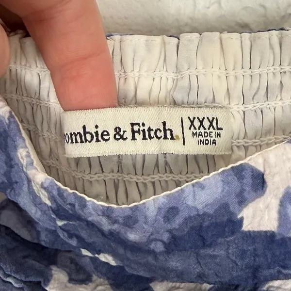 Abercrombie & Fitch Emerson Textured Puff Sleeve Mini Dress Blue Floral XXXL - Image 3