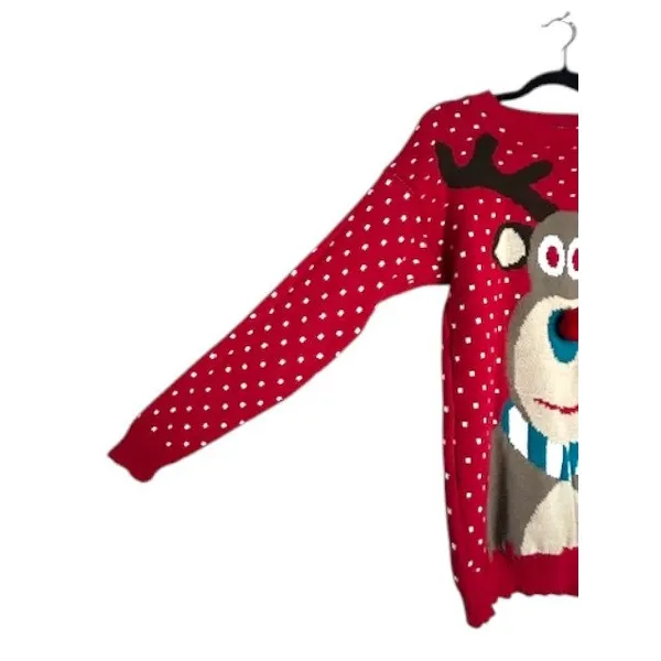 REMEL LONDON Womens Ugly Christmas Sweater L Red Reindeer Festive Party Holiday‎ - Image 10