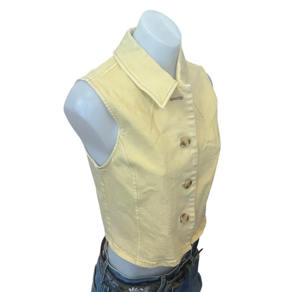 Tanya Taylor Butter Yellow Denim Vest Top SIZE 4 Waistcoat Western Designer $345 - Image 9