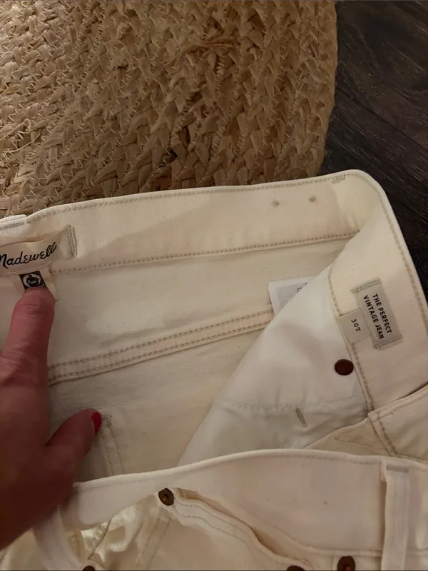Madewell “The Perfect Vintage Jean” Cream Straight Jeans 30T - Image 2