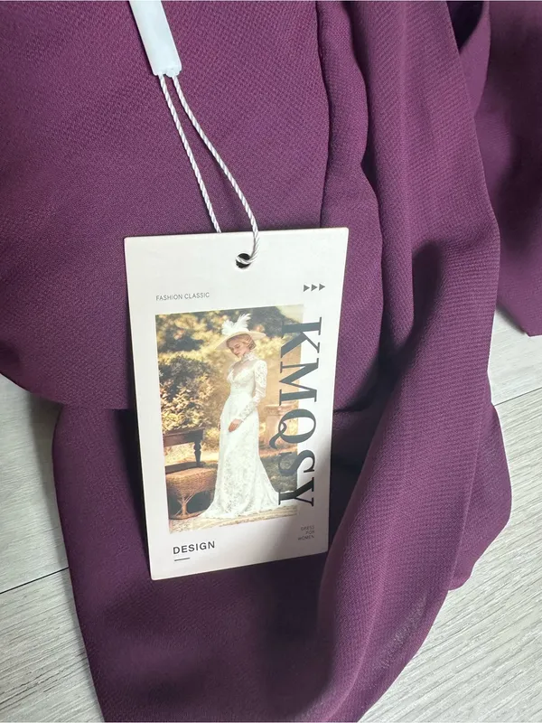 KMQSY V-Neck Ruched Evening Gown with High Leg Slit Plum Size 10 NWT - Image 10
