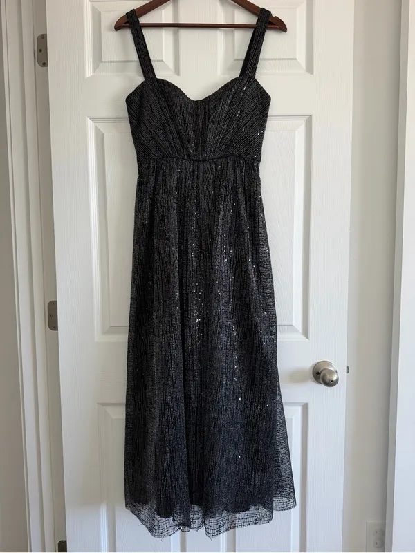 ML Monique Lhuillier Black Lace Maxi Dress Size 4 Sleeveless Formal Gown - Image 2