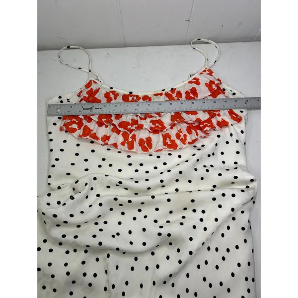 RIXO For Target Polka Dot Sleeveless Maxi Slip Dress Red Floral Ruffle Size M - Image 6