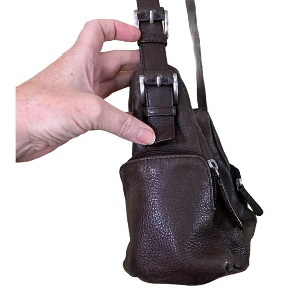 Vintage Stone Mountain Brown Leather Shoulder Bag - Image 5