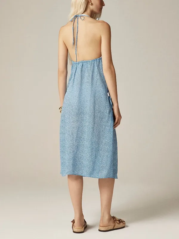 NWT J. Crew Size Medium Side Tie Beach Cover Up Midi Dress Mini Floral Print NEW - Image 4