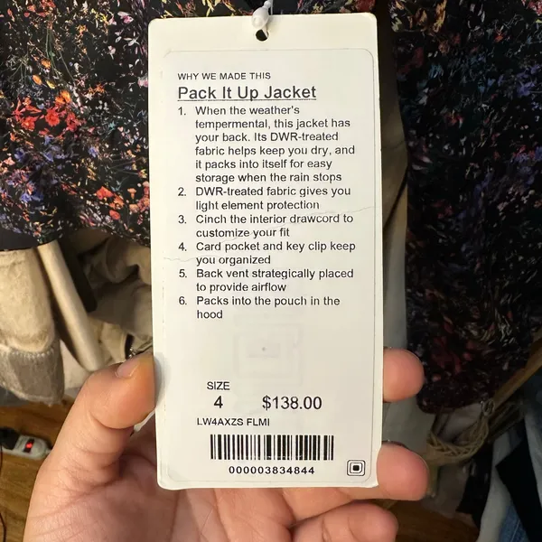 Lululemon Pack it Up‎ Jacket Flowerescent Multi Print Size 4 RARE - Image 4