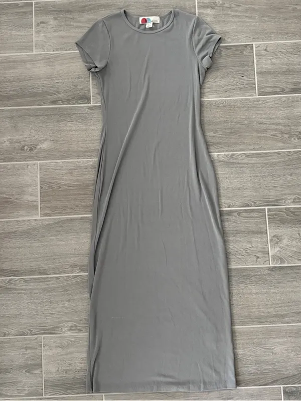 Free People Beach Everyday Gray Short-Sleeve Maxi Dress - Image 2