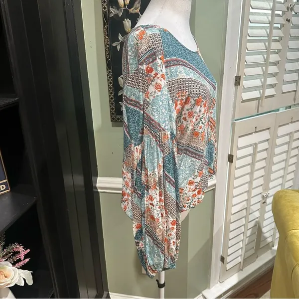 Anthropologie Jaase Blue Floral Long Sleeve Blouse – Size Medium - Image 5