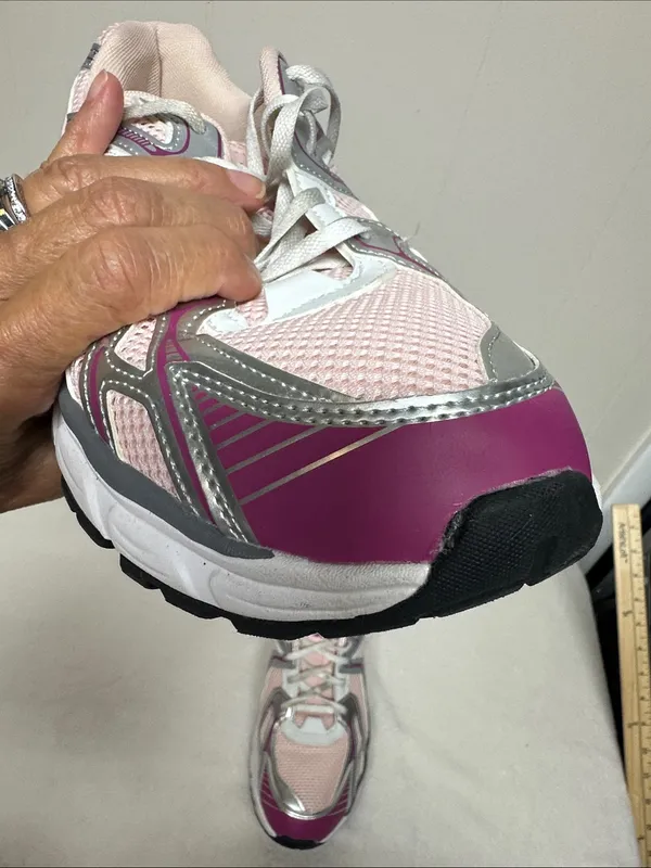 Avia Women's Light Pink and Silver Athletic Running Shoes - Image 6