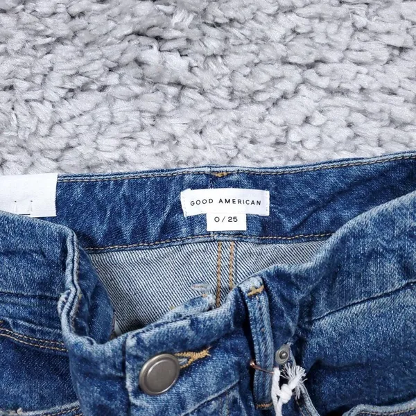 Good American Good Classic Raw Hem High Rise Slim Straight Stretch Jeans 0 25 - Image 6
