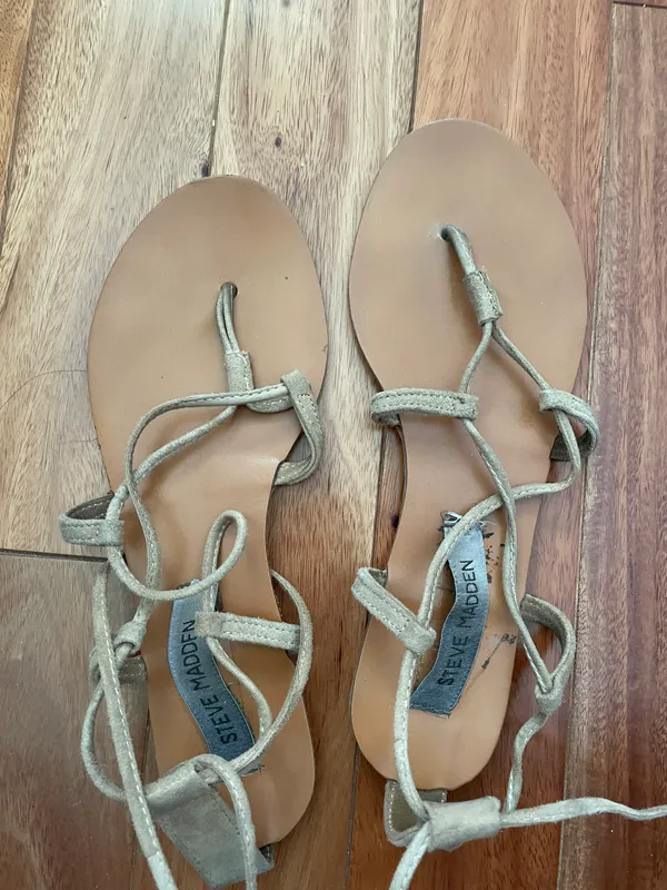 Steve Madden Lace Up Gladiator Tan Sandals - Image 3