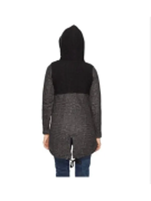 Rip Curl Penny fleece long jacket black gray toggle buttons hooded whimsigoth L - Image 4