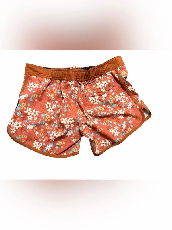 Hinano Tahiti Ladies Orange Floral Board Shorts Size Medium - Image 3