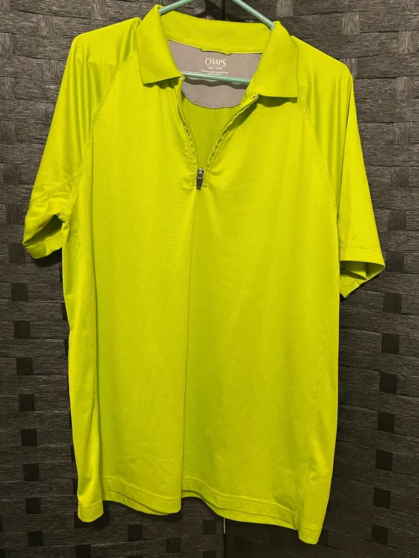 Men's Chaps Bright Lime Green Quarter Zip Polo Size Med Dress/Golf Shirt - Image 4