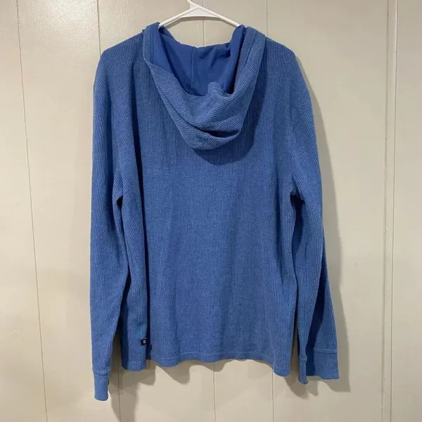 GAP Blue Waffle Knit Hoodie Long Sleeve Pullover Size XL - Image 2