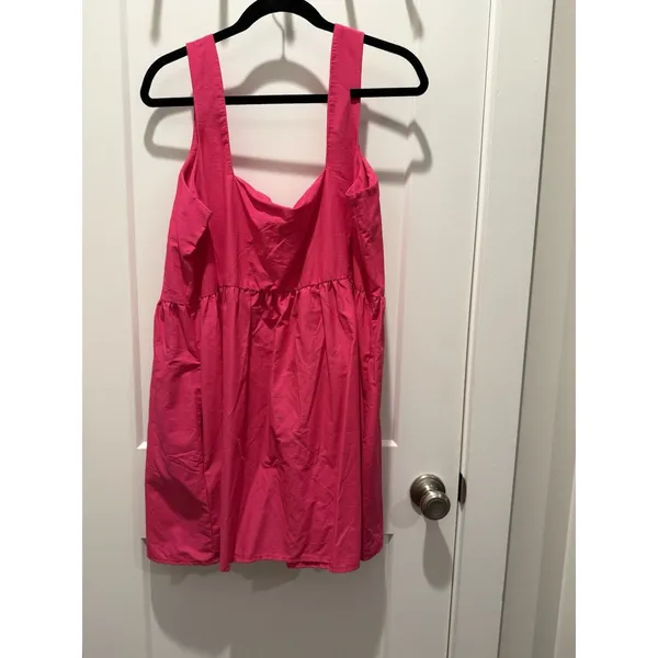 Daily Practice Anthropologie Women Mini Dress Magenta Hot Pink L Split Neck $98 - Image 5