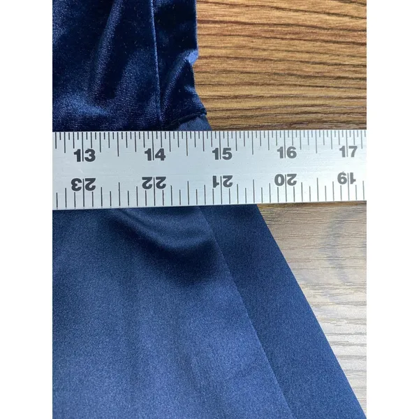 Vintage 90s Scott‎ McClintock Navy Velvet Gown Open Back Formal Dress 12 - Image 10