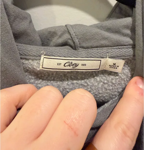 Obey Day Of The Dead Skull Detail Camden Hoodie Dusty Charcoal Grey - Image 6