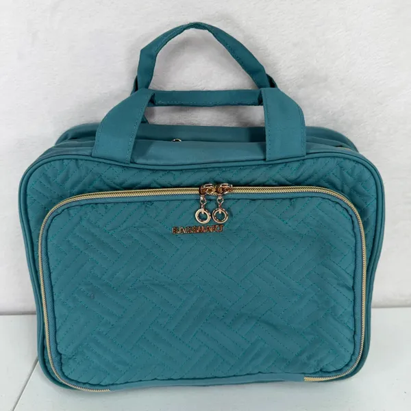 BAGSMART Large Hanging Toiletry Bag Quilted Teal Travel Cosmetic Case Organizer - Image 2