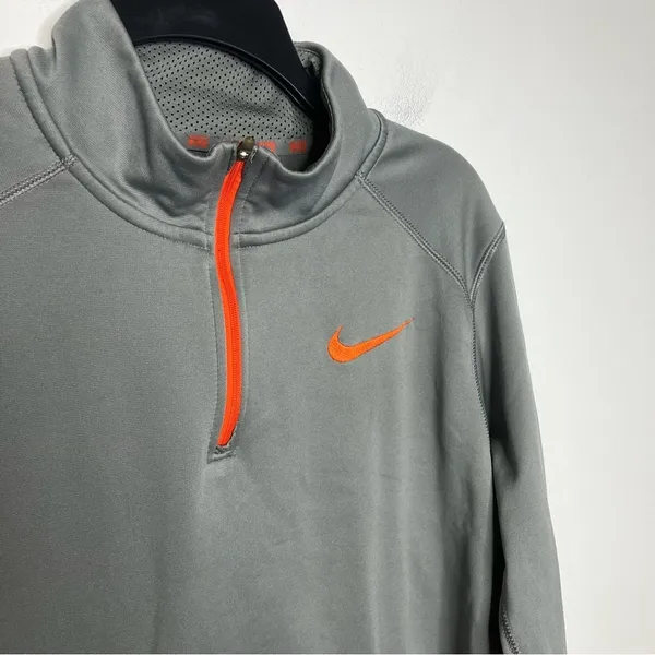 Nike Therma-fit quarter zip pullover gray orangish red‎ men’s size medium - Image 2