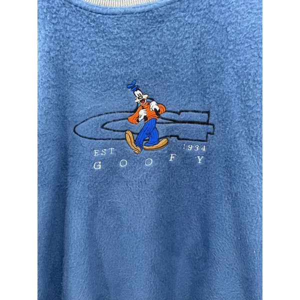 Vintage Disney Goofy‎ Fleece Sweatshirt Blue Pullover Maran Collection L 90s - Image 7