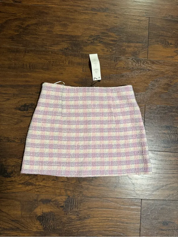 Zara Pink Plaid Tweed Mini Skirt - Image 6