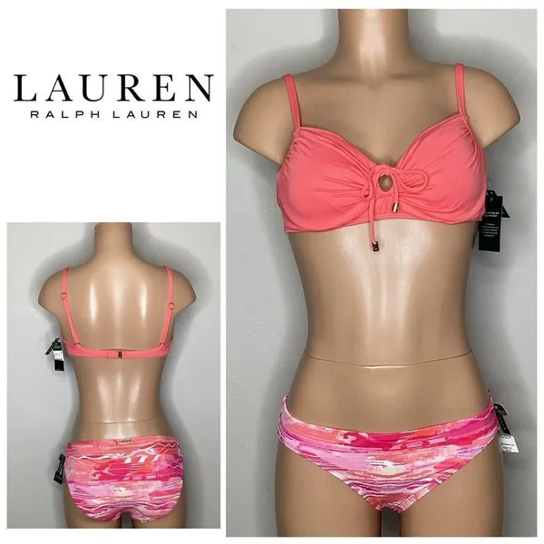 New. Lauren Ralph Lauren pink & orange bikini. 12-top/8-bottom. Retails $129 - Image 2