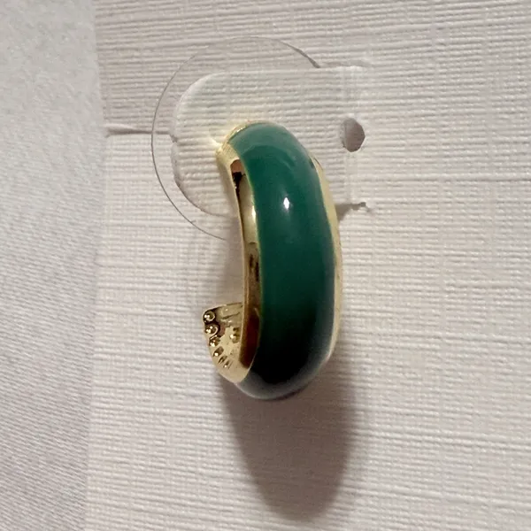 Kendra Scott Ainsley Gold Huggie Earrings in Green Enamel - Image 4