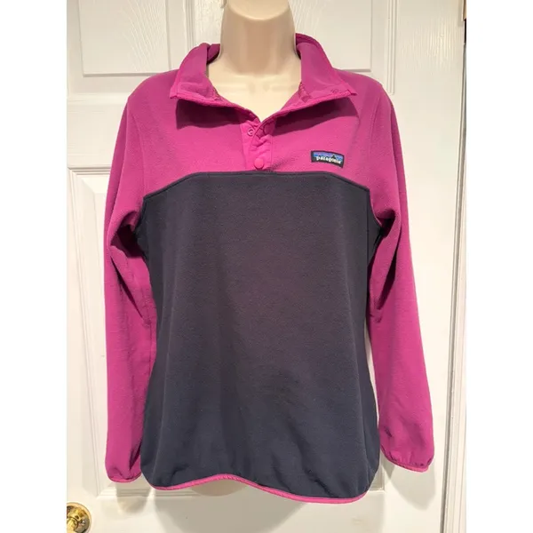 Patagonia Synchilla Snap T Pullover Pink Navy Womens M Fleece 26020 - Image 3