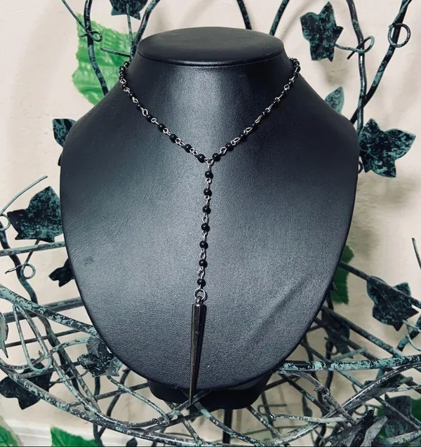 Spike Rosary Chocker Punk Goth Necklace New TBM - Image 2
