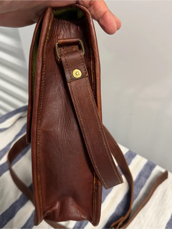 GVB Natural World Brown Genuine Leather Messenger Crossbody Satchel Bag Vintage - Image 11