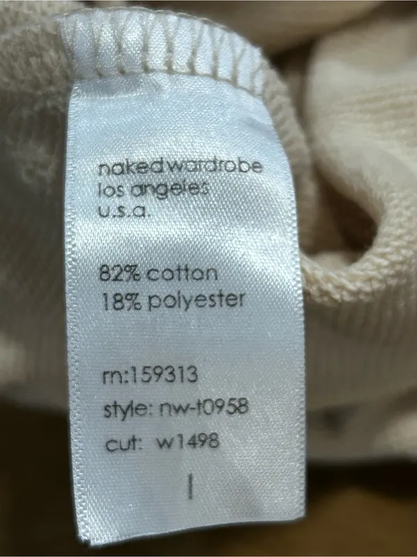 naked wardrobe French Terry Beige Wide-Leg Lounge Pants Side Large - Image 5