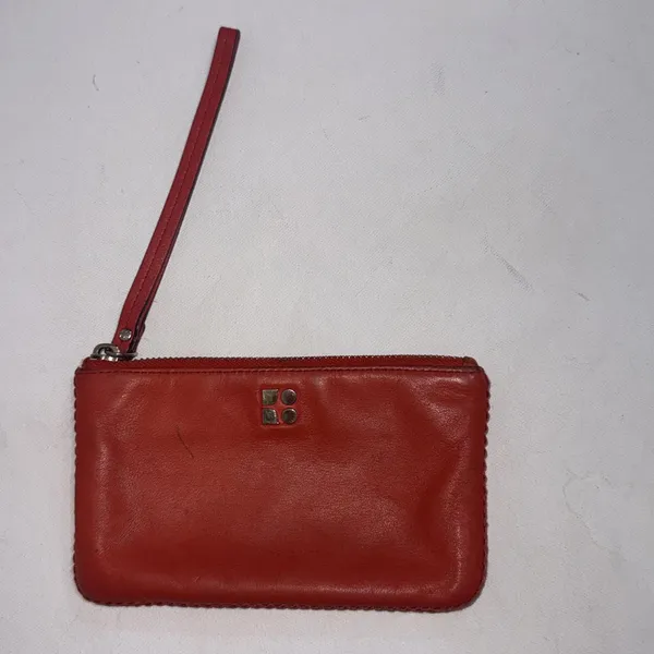 Vintage Y2K Kate Spade Logo‎ Leather Red Orange Zip Small Wristlet Wallet - Image 8