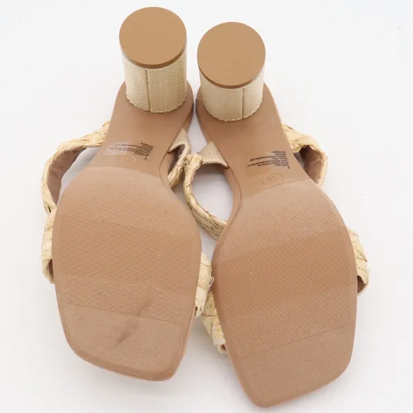 A New Day Braided Raffia Block Heel Mules Beige Square Toe Sandals Womens Size 8 - Image 9