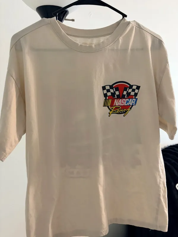 Nascar Cream Tee with Multicolor Racing Logo - Image 2