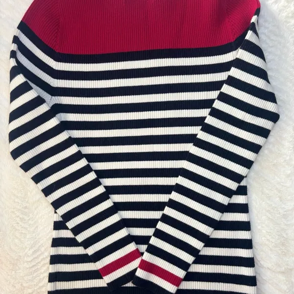 Ralph Lauren Red and Black Striped Crewneck Sweater - Image 3