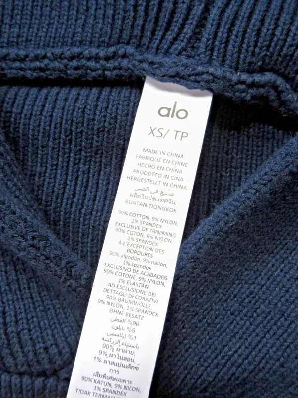 NWT Alo Unisex Scholar Hooded Sweater in Navy Blue Heavyweight Oversized Knit XS - Image 4