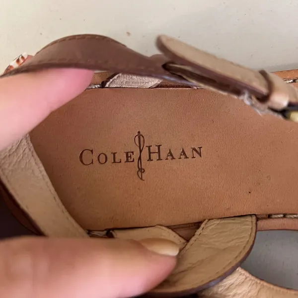 Cole Haan Minetta Leather Ankle Strap Sandals Orange Tan Buckle Women Size 7‎ - Image 6