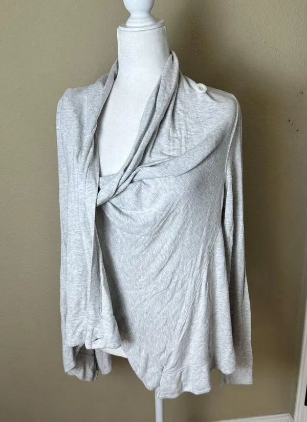 ALO YOGA Double Drape Front Long Sleeve Cardigan Top Size Medium - Image 4