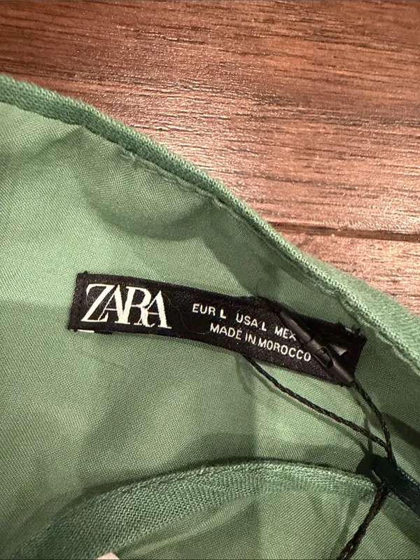 Zara Women's Green Linen Halter Dress NWT Large - C11-736 - Image 8