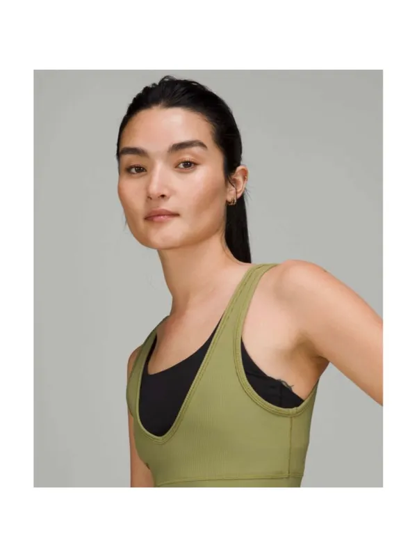 Lululemon Power‎ Pivot Tank Size 10 Bronze Green Ribbed Reversible Crop Classic - Image 9