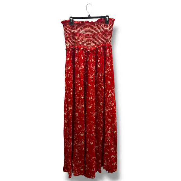 Free People Color Colour‎ My World Jumpsuit Red Floral Beige READ PLEASE Pants - Image 3