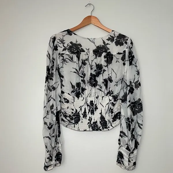 Free People Floral Long Sleeve Ruched Blouse - Image 5