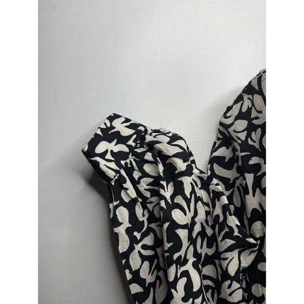 Danielle Knoll Anthropologie Whimsy‎ Bird Black White Button Down small boho - Image 6