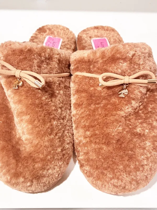 Kate Spade Women’s Shearling Faux Fur Lucy Slipper Light Fawn Size 9 - Image 2