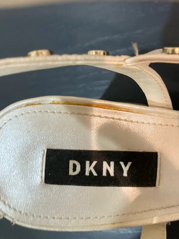 DKNY Ivory Strappy Studded Block Heel Sandals - Image 10